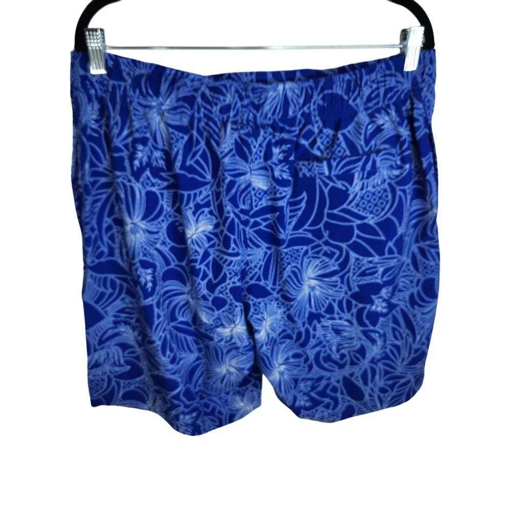Coolibar Board Shorts Mens Large‎ Cobalt Maui Floral Print UPF50 Lined Hawaiian